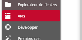 Menu des machines virtuelles